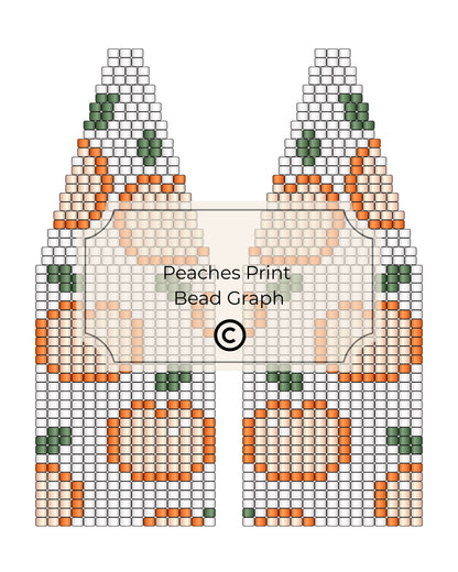 Bead pattern for a castle design with peaches, featuring 'Peaches Print' branding.