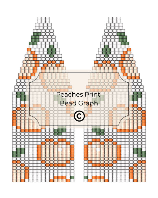 Bead pattern for a castle design with peaches, featuring 'Peaches Print' branding.