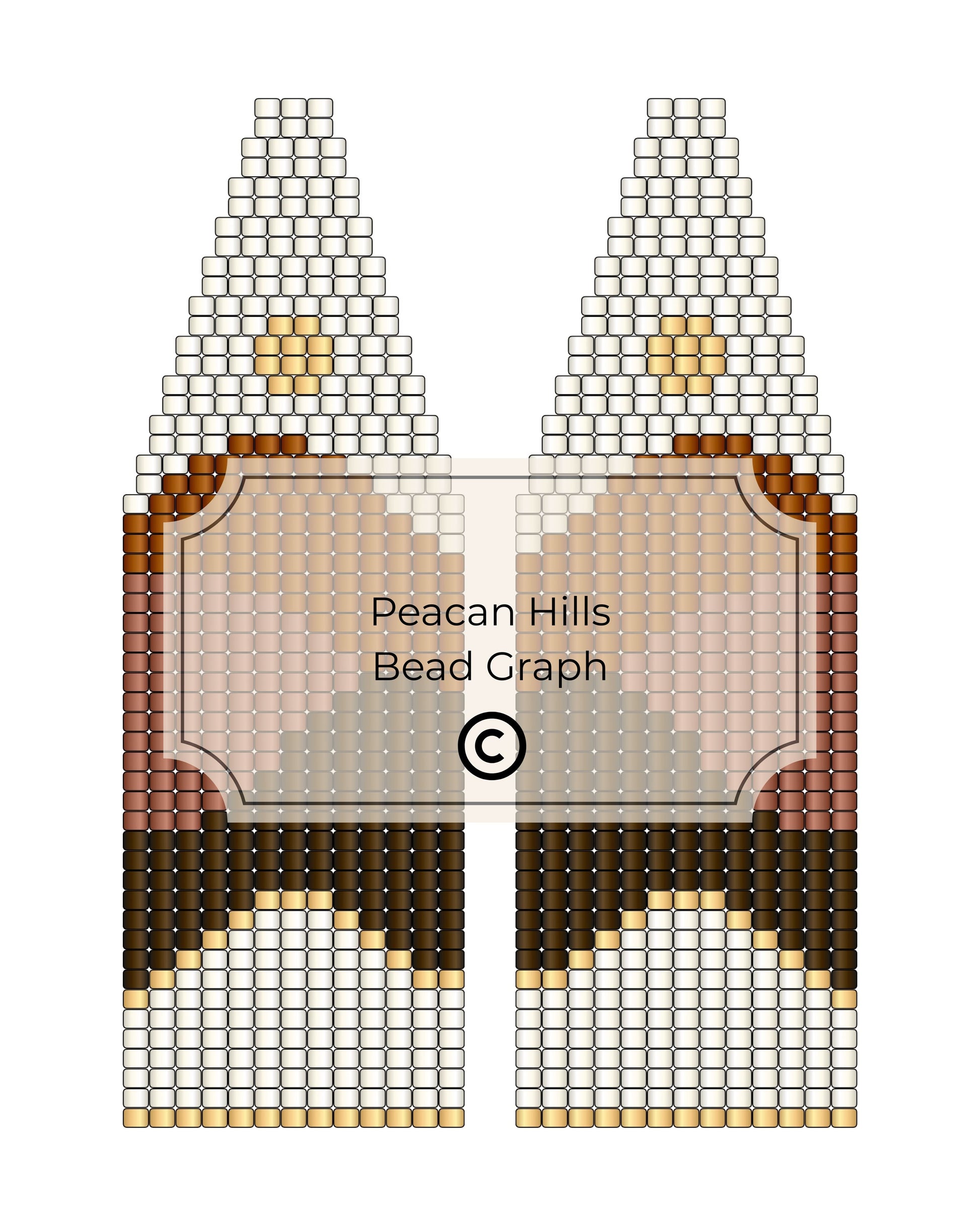 Bead pattern design with 'Peacan Hills Bead Graph' branding on a white background
