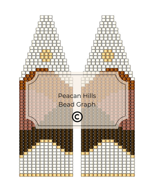 Bead pattern design with 'Peacan Hills Bead Graph' branding on a white background