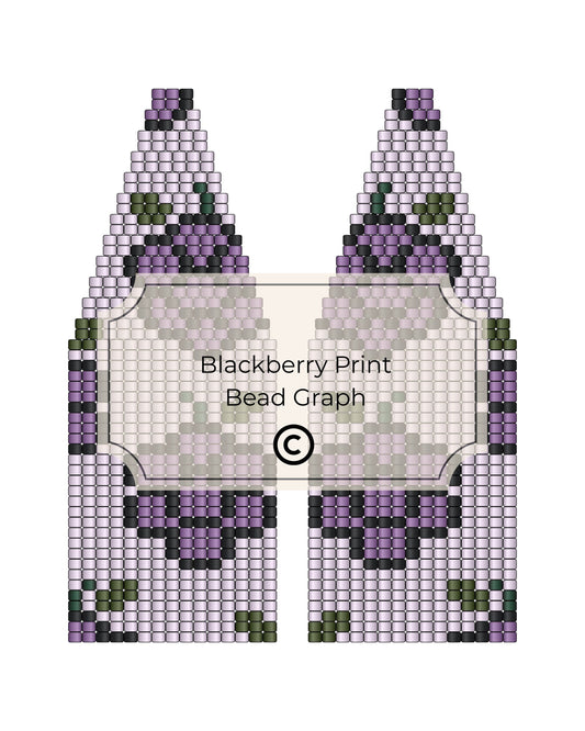 Bead pattern design with blackberry print on a white background