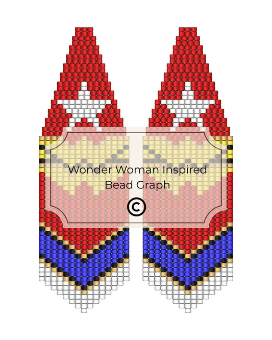 Bead graph design inspired by Wonder Woman with red, white, and blue colors on a white background.
