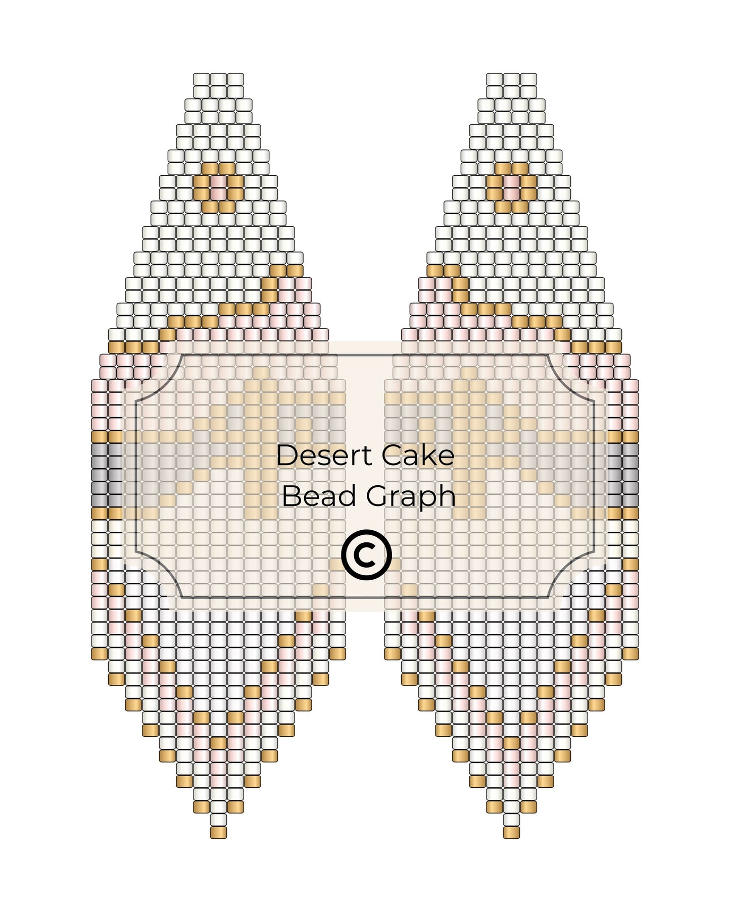 Bead pattern for desert cake with 'Desert Cake Bead Graph' text on a white background