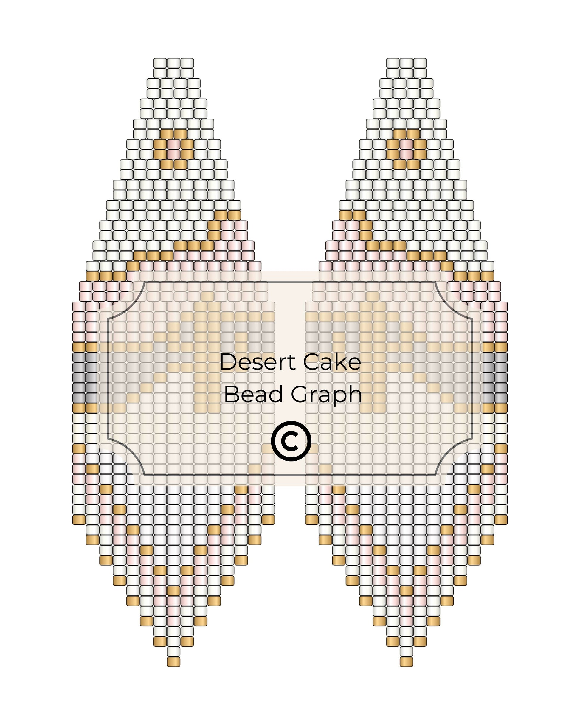 Bead pattern for desert cake with 'Desert Cake Bead Graph' text on a white background
