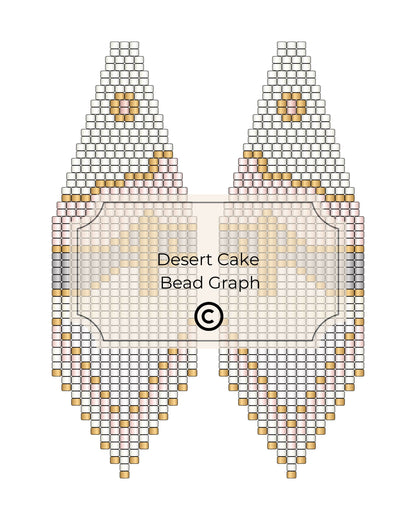 Bead pattern for desert cake with 'Desert Cake Bead Graph' text on a white background