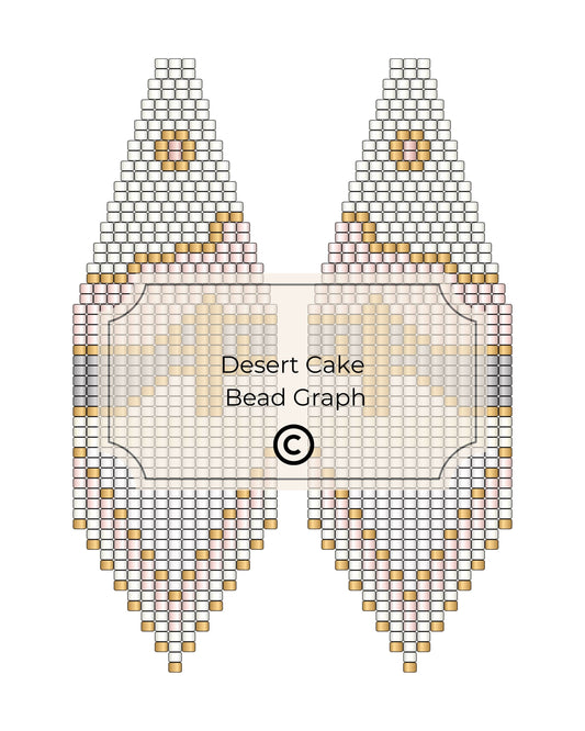 Bead pattern for desert cake with 'Desert Cake Bead Graph' text on a white background