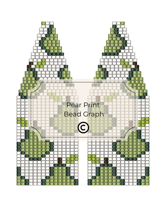 Pear Print Bead Graph pattern with green and brown beads on a white background