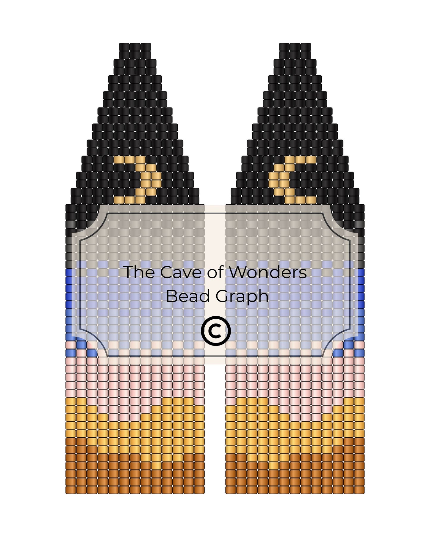 Bead pattern design for a character with 'The Cave of Wonders' branding.