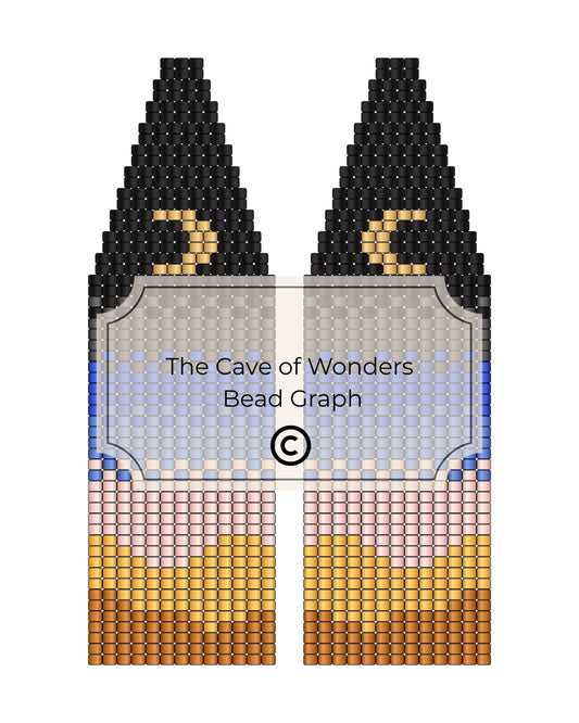 Bead pattern design for a character with 'The Cave of Wonders' branding.
