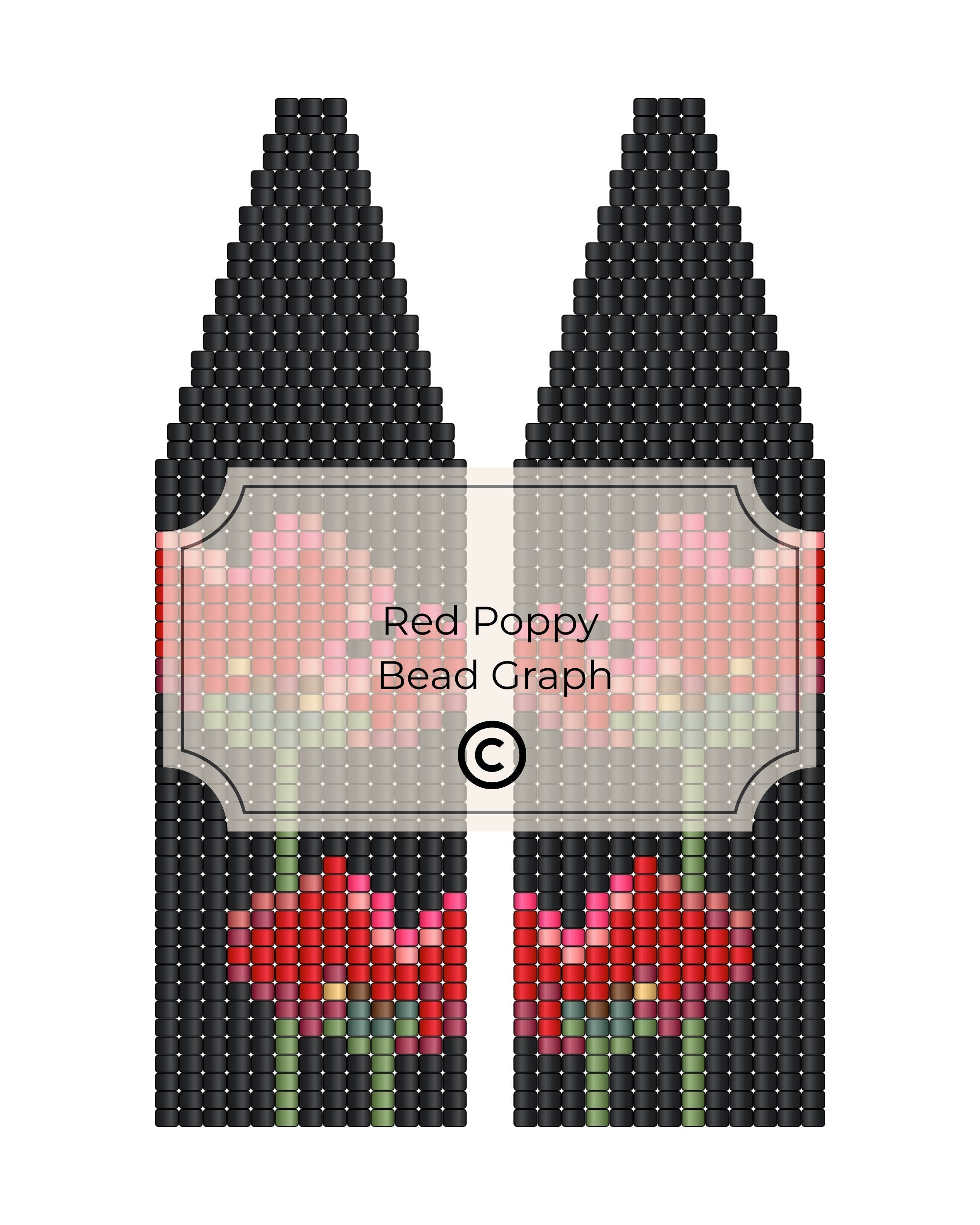 Red Poppy Bead Graph | Beginner PDF | Woolly Bear Jewelry – WOOLLY BEAR ...