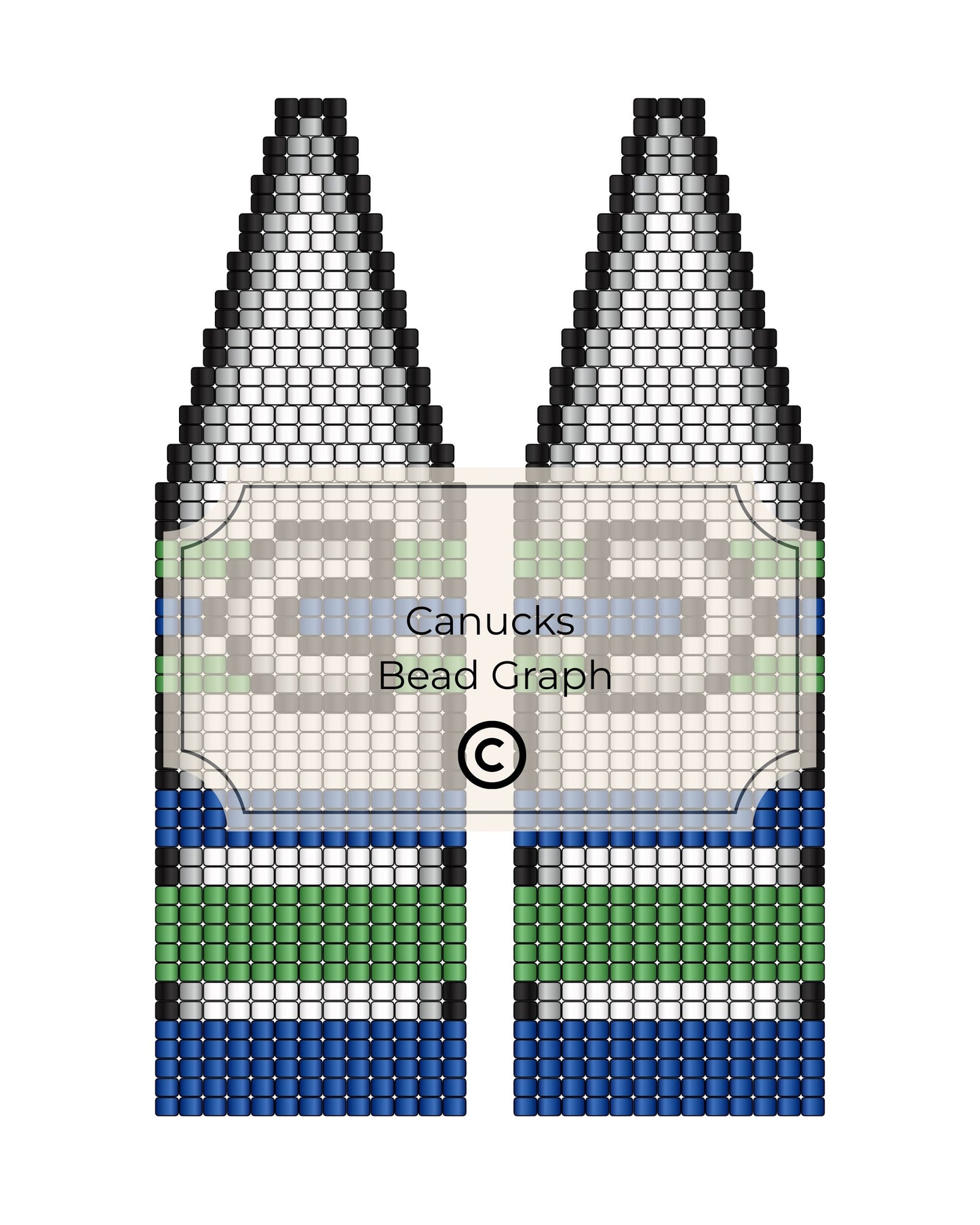 Bead pattern for a hockey jersey with 'Canucks' text and color scheme.