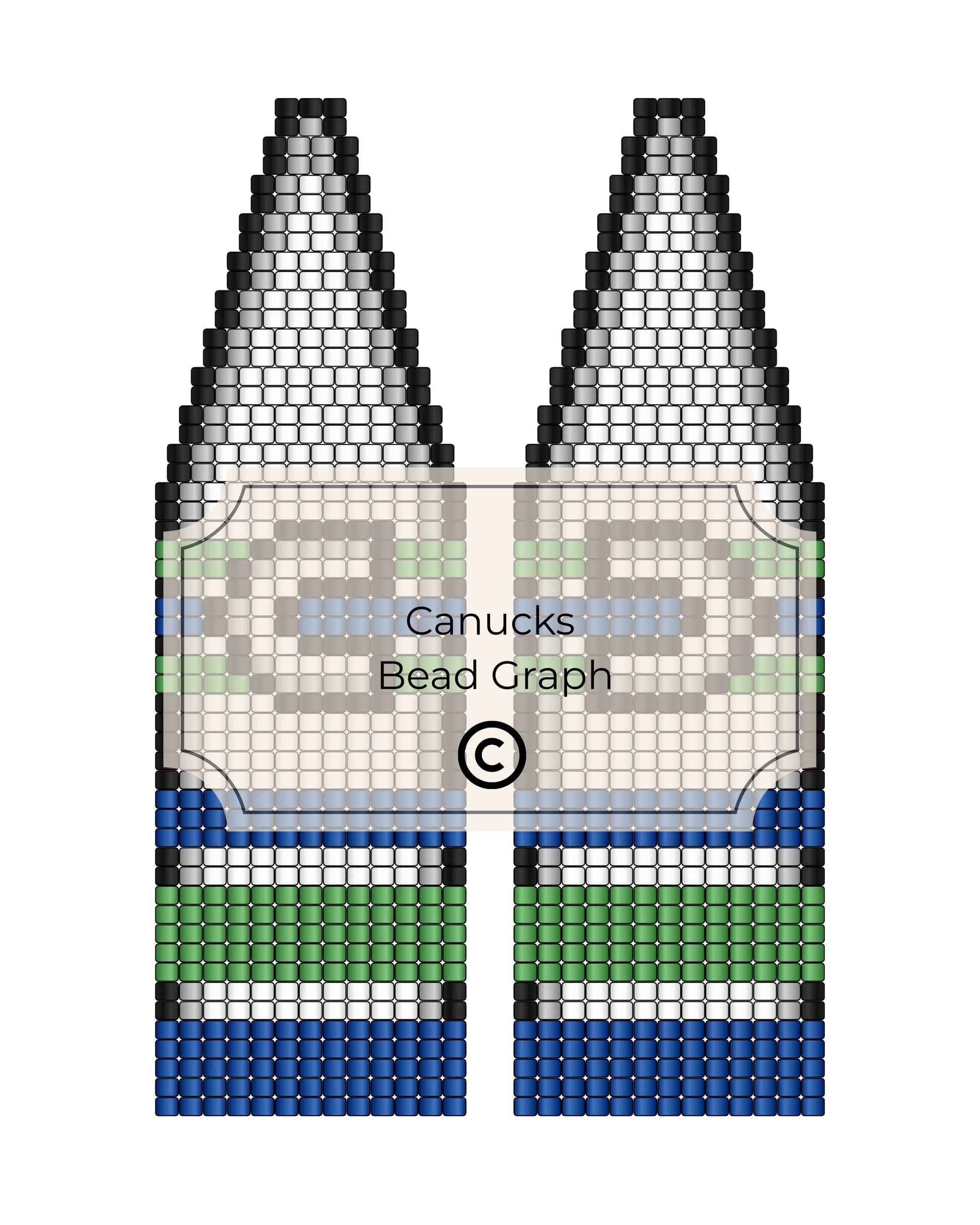 Bead pattern for a hockey jersey with 'Canucks' text and color scheme.