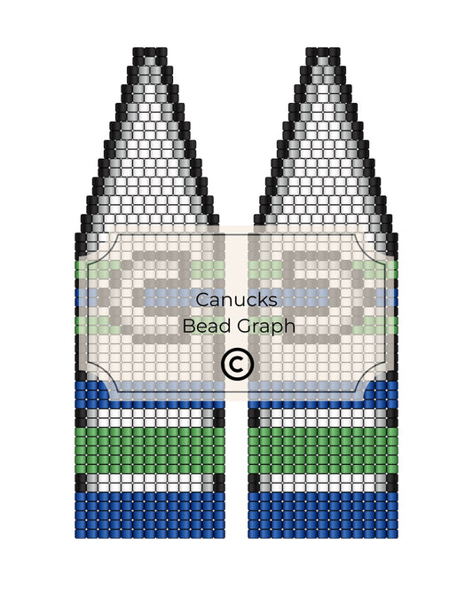 Bead pattern for a hockey jersey with 'Canucks' text and color scheme.