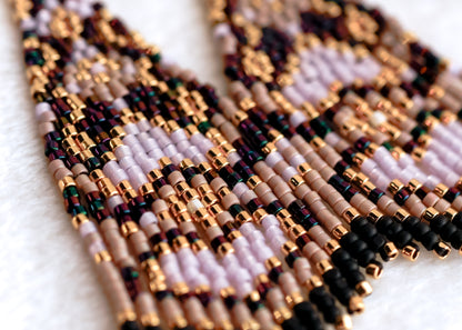 Mini Purple Heart Lace Beaded Earrings