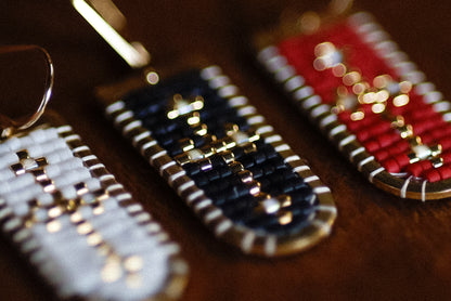 The Cross Drop Beaded Earring- Black