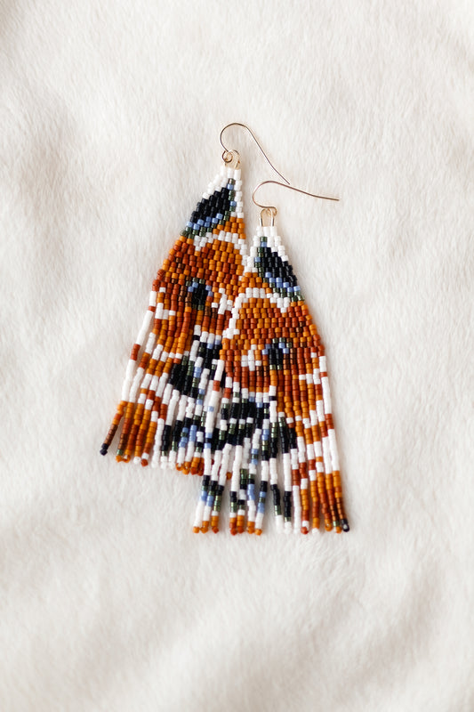 Faded Wild Rose Beaded Earrings