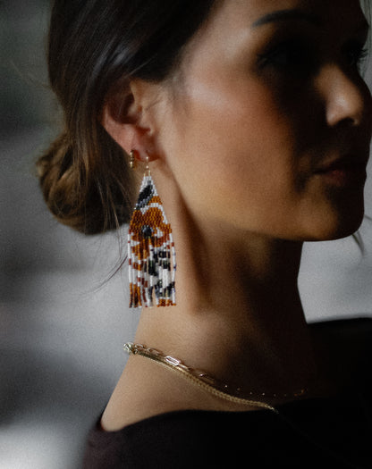 Faded Wild Rose Beaded Earrings