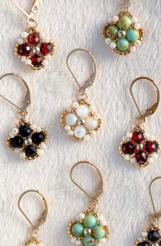 Gardenia Clover Drop Beaded Earrings