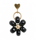 Load image into Gallery viewer, Black Beaded Flower Charm Earrings
