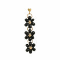 Load image into Gallery viewer, Black Beaded Flower Charm Earrings
