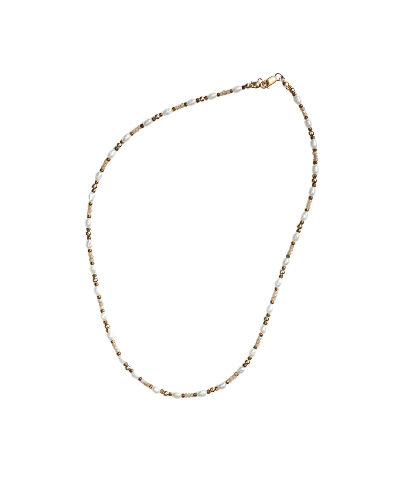 Gold chain necklace on a white background